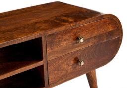 Elm Home And Garden Solid Mango Wood Oval Tv Media Unit Dark Oak Finish 45Cm High X 90Cm Wide X 35Cm Deep - thumbnail 4