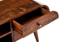 Elm Home And Garden Solid Mango Wood Oval Tv Media Unit Dark Oak Finish 45Cm High X 90Cm Wide X 35Cm Deep - thumbnail 5