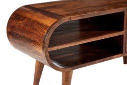 Elm Home And Garden Solid Mango Wood Oval Tv Media Unit Dark Oak Finish 45Cm High X 90Cm Wide X 35Cm Deep - thumbnail 3