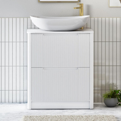 Royal Bathrooms Avenza 800mm Matt White Floor Standing Countertop Bathroom Vanity Unit 2 Drawer With Cesar Basin - image 1