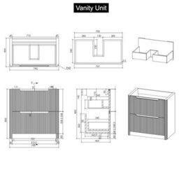 Royal Bathrooms Avenza 800mm Matt White Floor Standing Countertop Bathroom Vanity Unit 2 Drawer With Cesar Basin - thumbnail 8
