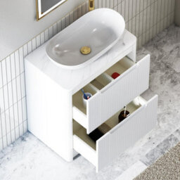 Royal Bathrooms Avenza 800mm Matt White Floor Standing Countertop Bathroom Vanity Unit 2 Drawer With Cesar Basin - thumbnail 5