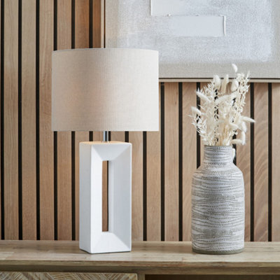 Pacific Lifestyle Block White Ceramic Tall Table Lamp - image 1
