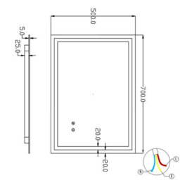 T&k Bathroom Led Mirror 70X50Cm, Anti-Fog, 3-Colours Dimmable, Adjustable Brightness, Touch Control&memory Function - thumbnail 7