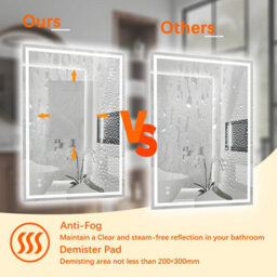 T&k Bathroom Led Mirror 70X50Cm, Anti-Fog, 3-Colours Dimmable, Adjustable Brightness, Touch Control&memory Function - thumbnail 5