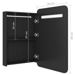 Berkfield Led Bathroom Mirror Cabinet Black 60X11X80 Cm - thumbnail 7