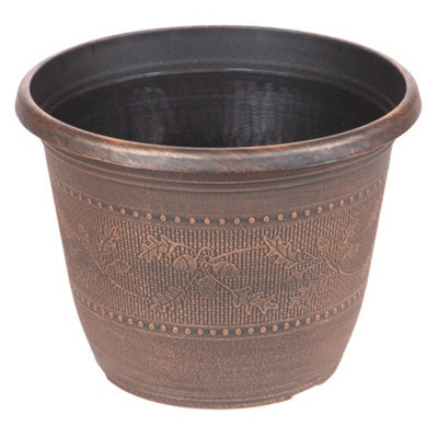 You Garden Copper-Coloured, Acorn Planter Round 25Cm (10In) X 5 - image 1