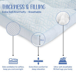 Belofay Ultra Cool Single Mattress Topper 10Cm Extrathick  With Cooling Jacquard Fabric, 100% Polyester Filling - thumbnail 2