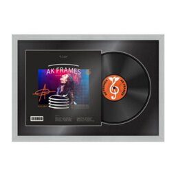 "AK Frames 25X17"" Light Grey Classic Vinyl Record Frame With Black Mount For 12 Inch Lp Cover & Disc - Overlapped Design"