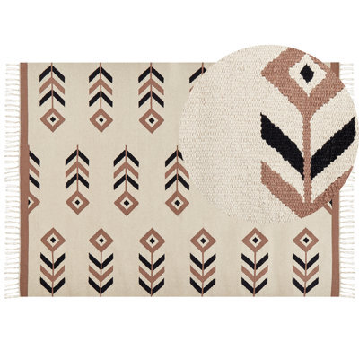 Beliani Rug Niavan Beige 200 X 300 Cm Cotton Kilim - image 1