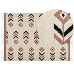 Beliani Rug Niavan Beige 200 X 300 Cm Cotton Kilim - thumbnail 1