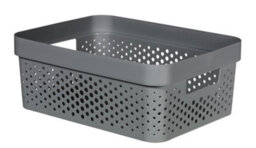 Curver Recycled Infinity Dots Box - Dark Grey, 11L - Lightweight & Durable Storage Box - Plastic Organiser Box - thumbnail 2