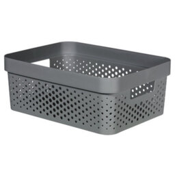 Curver Recycled Infinity Dots Box - Dark Grey, 11L - Lightweight & Durable Storage Box - Plastic Organiser Box