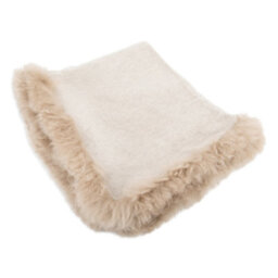 Native Natural Woven Wool Blanket With Sheepskin Trim - thumbnail 5