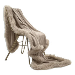 Native Natural Woven Wool Blanket With Sheepskin Trim - thumbnail 3