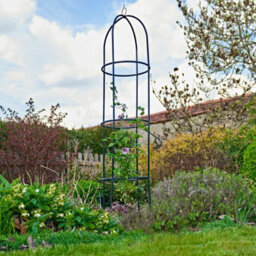 HSD Garden Obelisk Trellis 1.75M X 40Cm Green Powder-Coated Steel Frame, Weatherproof Climbing Plant Support For Roses & Ivy - thumbnail 2