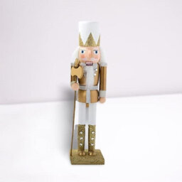 Nutcracker Christmas Decoration Wood Soldier 30Cm/11.8In Ornament Glitter Traditional Table Top Party Xmas Gift Gold - thumbnail 2
