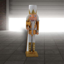 Nutcracker Christmas Decoration Wood Soldier 30Cm/11.8In Ornament Glitter Traditional Table Top Party Xmas Gift Gold - thumbnail 3