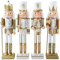 Nutcracker Christmas Decoration Wood Soldier 30Cm/11.8In Ornament Glitter Traditional Table Top Party Xmas Gift Gold - thumbnail 6