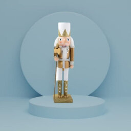 Nutcracker Christmas Decoration Wood Soldier 30Cm/11.8In Ornament Glitter Traditional Table Top Party Xmas Gift Gold - thumbnail 4