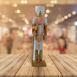 Nutcracker Christmas Decoration Wood Soldier 30Cm/11.8In Ornament Glitter Traditional Table Top Party Xmas Gift Gold - thumbnail 5