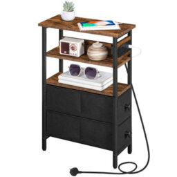 Bedside Table With Charging Station End Table 40 X 18 X 60 Cm Nightstand - thumbnail 4