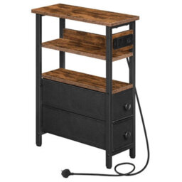 Bedside Table With Charging Station End Table 40 X 18 X 60 Cm Nightstand - thumbnail 6