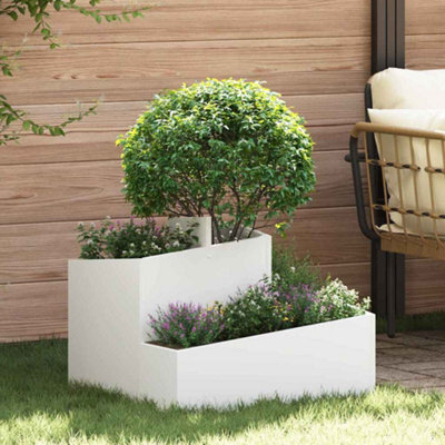 Berkfield Garden Planter White 60 X 60 X 50 Cm Steel - image 1