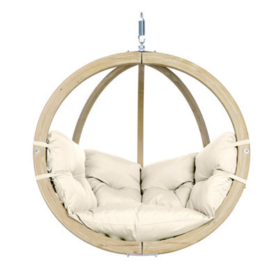 Amazonas Globo Wooden Hanging Egg Chair - Premium Garden Swing Seat (Cream Natura) - image 1