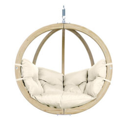 Amazonas Globo Wooden Hanging Egg Chair - Premium Garden Swing Seat (Cream Natura) - thumbnail 1