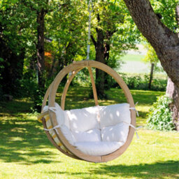 Amazonas Globo Wooden Hanging Egg Chair - Premium Garden Swing Seat (Cream Natura) - thumbnail 2