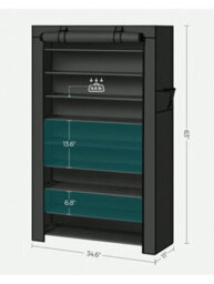 LEDREM 10-Tier Shoes Rack With Dustproof Cover,shoe Storage Cabinet, Shoe Organiser, Shoe Stand Holds 40-50 Pairs Of Shoes - thumbnail 7