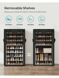LEDREM 10-Tier Shoes Rack With Dustproof Cover,shoe Storage Cabinet, Shoe Organiser, Shoe Stand Holds 40-50 Pairs Of Shoes - thumbnail 2