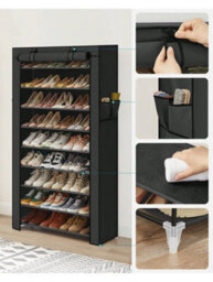 LEDREM 10-Tier Shoes Rack With Dustproof Cover,shoe Storage Cabinet, Shoe Organiser, Shoe Stand Holds 40-50 Pairs Of Shoes - thumbnail 3