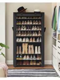 LEDREM 10-Tier Shoes Rack With Dustproof Cover,shoe Storage Cabinet, Shoe Organiser, Shoe Stand Holds 40-50 Pairs Of Shoes - thumbnail 1