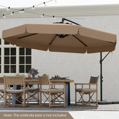 Costway 290 Cm Offset Hanging Parasol With Cover Patio Cantilever Umbrella W/ Easy Tilt Adjustment-Taupe - image 1