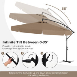 Costway 290 Cm Offset Hanging Parasol With Cover Patio Cantilever Umbrella W/ Easy Tilt Adjustment-Taupe - thumbnail 8