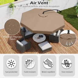 Costway 290 Cm Offset Hanging Parasol With Cover Patio Cantilever Umbrella W/ Easy Tilt Adjustment-Taupe - thumbnail 9