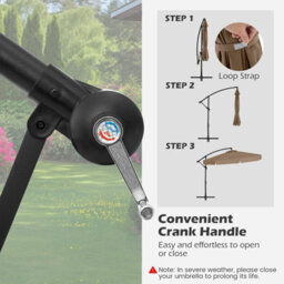 Costway 290 Cm Offset Hanging Parasol With Cover Patio Cantilever Umbrella W/ Easy Tilt Adjustment-Taupe - thumbnail 7