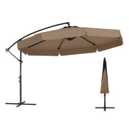 Costway 290 Cm Offset Hanging Parasol With Cover Patio Cantilever Umbrella W/ Easy Tilt Adjustment-Taupe - thumbnail 2