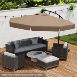 Costway 290 Cm Offset Hanging Parasol With Cover Patio Cantilever Umbrella W/ Easy Tilt Adjustment-Taupe - thumbnail 5