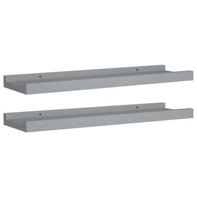Vidaxl Picture Frame Ledge Shelves 2 Pcs Grey 40X9X3 Cm Mdf - image 1