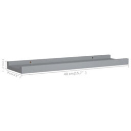 Vidaxl Picture Frame Ledge Shelves 2 Pcs Grey 40X9X3 Cm Mdf - thumbnail 3