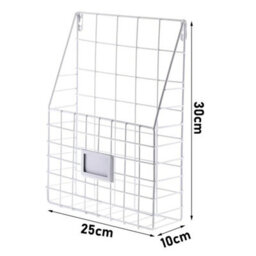Black Wire Magazine Newspaper Basket Wall Mounted Post Storage Rack Organizer Office - thumbnail 2