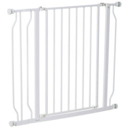 Pawhut Dog Gate Wide Stair Gate W/ Door Pressure Fit, 75-95W Cm, White - thumbnail 2