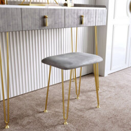 CARME Home Tokyo Glow Dove Grey Velvet Dressing Table With Led Touch Sensor Mirror - thumbnail 4