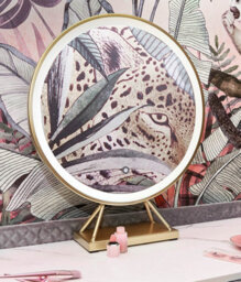 CARME Home Tokyo Glow Dove Grey Velvet Dressing Table With Led Touch Sensor Mirror - thumbnail 7