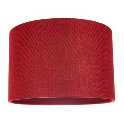 Happy Homewares Contemporary And Sleek Red Plain Natural Linen Fabric Drum Lamp Shade 60W Max - image 1