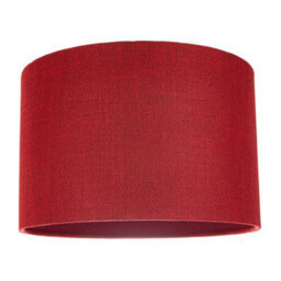 Happy Homewares Contemporary And Sleek Red Plain Natural Linen Fabric Drum Lamp Shade 60W Max - thumbnail 1
