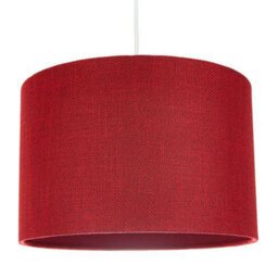 Happy Homewares Contemporary And Sleek Red Plain Natural Linen Fabric Drum Lamp Shade 60W Max - thumbnail 2